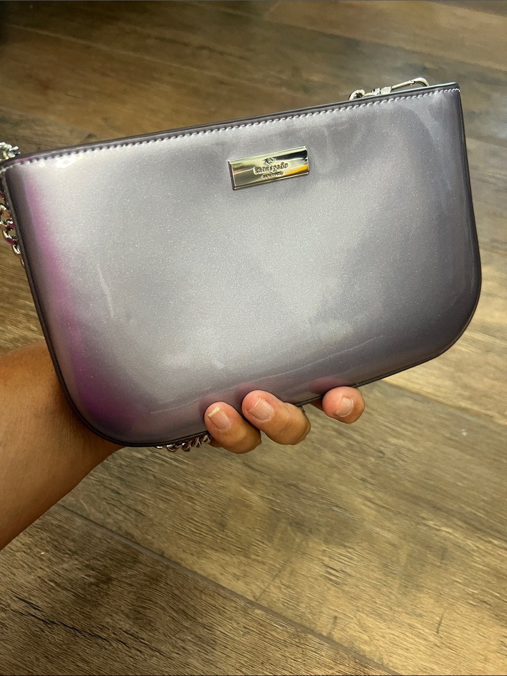 Kate Spade Kenzie Lilly Pochette Bag Metallic Lavender Grey Chain Strap - Picture 8 of 8